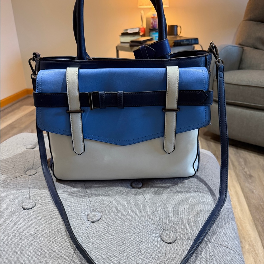 REED KRAKOFF BOXER BLUE WHITE NAVY REEDxKOHL'S LARGE SATCHEL TOTE PURSE